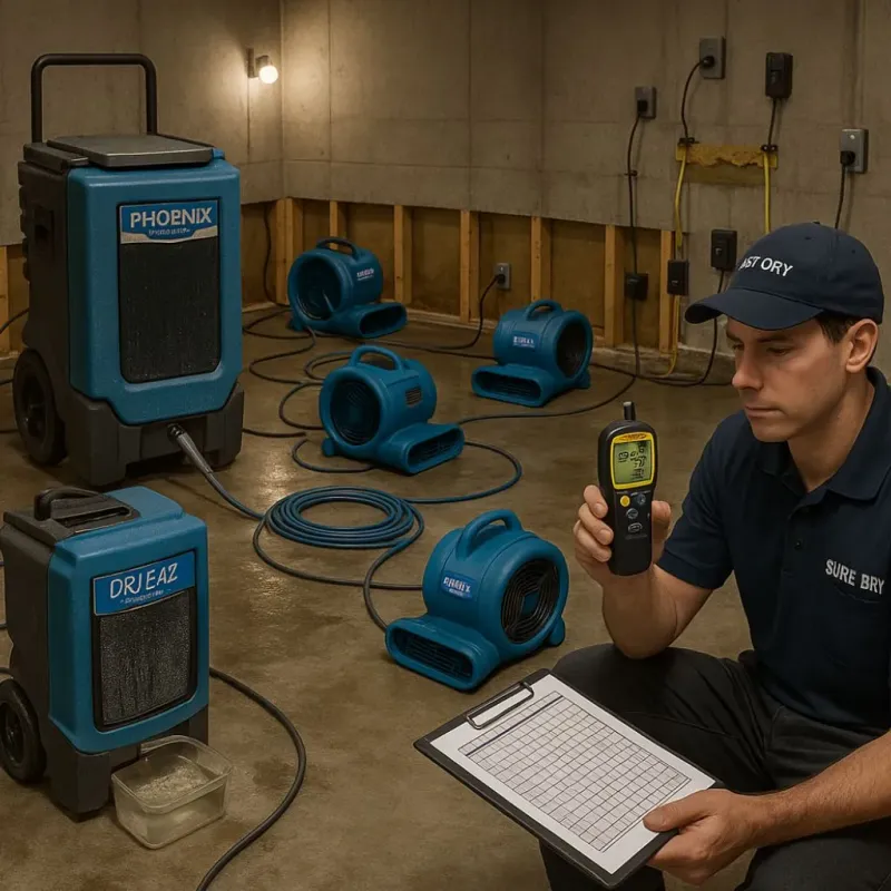 Structural Drying and Dehumidification process in Stevenson Ranch, CA
